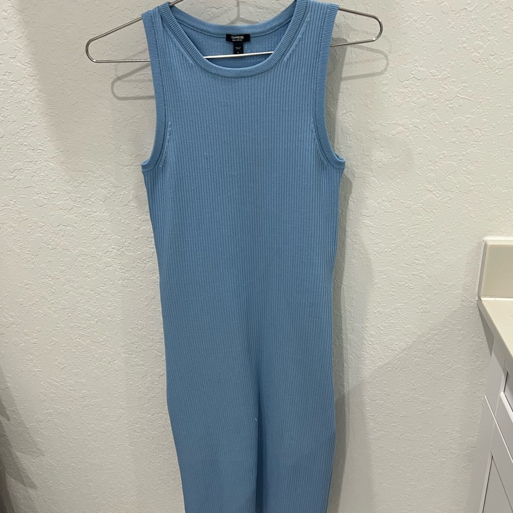 Express Blue Sleeveless Bodycon Midi Dress